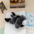 Cute grey plush animal keychain, soft stuffed toy pendant for bags, cute birthday gift. - Little Donkey