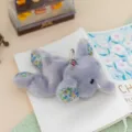 Cute floral plush elephant keychain soft stuffed animal bag charm lovely desktop decor gift - Elephant