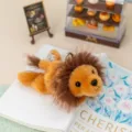 Cute floral lion plush toy keychain, soft stuffed animal doll for bag charm and gift. - Lion
