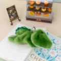 Cute green dinosaur plush toy keychain, fluffy animal doll pendant, soft toy desktop companion gift. - Crocodile