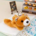 Cute floral plush bear keychain lying design soft toy fluffy desk companion birthday gift - Teddy Bear
