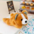 Cute floral ear lying animal plush toy keychain, soft stuffed doll desktop decor. - Little Corgi