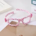 Rosa karierter Brillenform Haarreif handgemachter Stoff Haarband süßes Mode Haaraccessoire - Rosa Brillenrahmen-Haarreifen