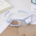 Blauw wit geruite haarband met eenhoorn, handgemaakt met stof omwikkelde haaraccessoire. - Blauw geruite brilmontuur diadeem