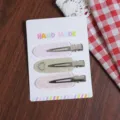 Sweet Korean style hair clips set for women, featuring acrylic duckbill clips with rhinestones. - Beige-Pink Sweet Seamless Hair Clips, 3-Piece Set