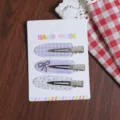 Korean style sweet girl hair clips set, cute plaid and rhinestone side hair accessories. - Purple Sweet Seamless Hair Clips, 3-Piece Set