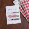 Set di mollette per capelli rosa dolci coreane per donne, graziosi accessori per acconciature. - Rosa / 3 fermagli per capelli senza piega dolci