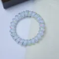 Translucent white spiral hair tie with colorful polka dots, high elasticity phone cord hair band. - Coconut Polka Dot Spiral Ring / Light Blue