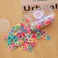 Colorful mini hair ties for kids, seamless elastic rubber bands in a clear storage jar. - 200 Pieces (Diameter approx. 2cm) / Spring Colors