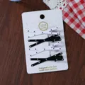 Schattige Koreaanse polka dot haarspelden set, leuke zijklemmen en pony speldjes voor dames en meisjes. - Kruis - Zwart-wit gestippelde 4-delige set