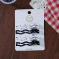 Korean style cute wave polka dot side hair clips set, sweet hair accessories for girls. - Wave - Black & White Polka Dot 4-Piece Set