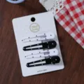 Korean style sweet polka dot hair clips set cute side bangs clip hair accessories for women - Water Drop - Black & White Polka Dot 4-Piece Set