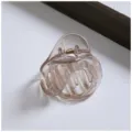 Detailed close-up of a transparent brownish-grey hair claw clip, showing its unique shape. - Irregular Shaped Hair Clips / Gray