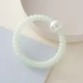 Elastico per capelli a filo di telefono color gelatina con perla, bracciale semplice e carino. - Anello Telefonico Perlato (No.2) / Verde