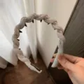 Twisted braided hair hoop with teeth detail, stylish grey headband for women daily wear. - Grey Blue