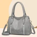 Elegante borsa a mano grigia in pelle da donna, pratica tracolla versatile per ogni giorno. - Grigio chiaro