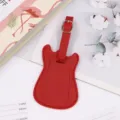 Porte-étiquette de bagage en cuir PU en forme de guitare créative rouge étiquette de voyage - Rouge