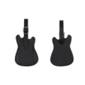 Étiquette de bagage guitare en cuir PU noir, pendentif ID anti-perte pour sac de voyage - Noir