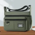 Herren Nylon Freizeit Umhaengetasche Mehrschicht Schultertasche fuer Alltag militaergruen - Armeegrün