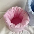 Panier de rangement en coton matelassé organiseur de maquillage rayé design chic - Grand : 15*15 cm / Rose