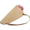Beige leather flower bouquet gift bag, elegant floral packaging tote for dried flowers. - Large Size Creamy Apricot