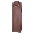 Premium braune Leder Weinflasche Tasche mit Metallring Griff, ideal für Weinverpackung Geschenk. - Braun