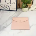 Pink PU leather A5 notebook folder and document storage bag with metal snap closure. - Pink