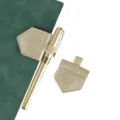 Magnetic leather pen clip bookmark set metal pen holder for notebooks diary office stationery supplies - Champagne