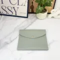Sage green PU leather A5 notebook cover and document folder with secure snap button. - Light Green