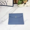 Blue PU leather A5 notebook folder envelope bag with snap closure for document storage - Blue