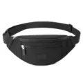 Black casual waist bag chest bag with multiple zipper pockets for daily travel and sports. - Black