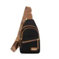 Elegante borsa a tracolla da petto in nylon da donna zaino crossbody leggero e casual. - Nero
