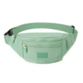 Light green fashion casual nylon waist bag for women, trendy chest fanny pack with zipper. - Green