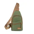 Borsa a tracolla da petto in nylon verde da donna, borsa casual con cinghia regolabile. - Verde