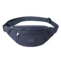 Casual nylon fanny pack for women, stylish multi-pocket sling waist bag with adjustable strap. - Blue