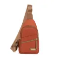 Womens nylon sling bag stylish casual crossbody chest bag with adjustable strap for daily use - Orange