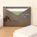 PU leather wall hanging file organizer envelope style magazine storage bag for home office - 34*24cm / Brown