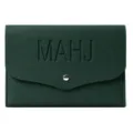 Astuccio per carte mahjong in pelle verde scuro pochette a busta con pratico bottone a pressione - 22*15cm / Verde