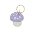 Cute purple mushroom leather keychain for car keys, stylish contrast color key ring pendant. - Width 5cm x Height 4cm / Purple