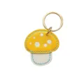 Niedlicher Leder Pilz Schlüsselanhänger, farbblockierender Auto Schlüsselring und Tasche. - Breite 5 cm x Höhe 4 cm / Gelb