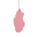 Pink leather Qatar map bag charm, stylish country shape pendant keychain accessory - Pink