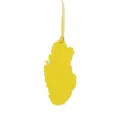 Yellow leather Qatar map bag charm, stylish travel souvenir pendant for purses and keys. - Yellow
