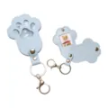 Llavero con foto de mascota huella pata azul cuero PU colgante recuerdo perro gato - Azul claro