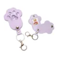 Purple Paw Photo Keychain Cute Leather Animal Footprint Key Ring Holder for Pet Lovers - Light Purple