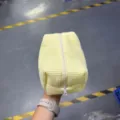 Gele wafel cosmetische tas draagbare rits make-up etui effen kleur reizen toilettas etui - Lichtgeel