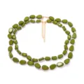 Collana a doppio strato di perle verdi irregolari retro di tendenza per donna chic - Verde militare