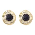 Boucles d'oreilles clous en alliage texture resine ronde couleur contraste vintage. - Noir