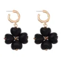 Pendientes colgantes de trébol de corazón negro vintage francés joyas mujer - Negro