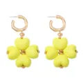 Pendientes de trébol de corazón estilo vintage francés, joyería elegante de mujer. - Amarillo