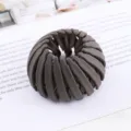 Dark grey bird's nest hair clip, expandable bun maker and ponytail holder for women styling. - Bird's Nest Scrunchie / Coffee